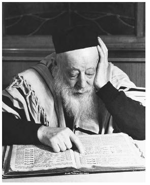 A white-bearded rabbi reading the Talmud. (CORBIS CORPORATION)