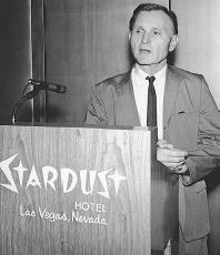 Twitchell from Eckankar standing before the Stardust Hotel podium in Las Vegas. (ARCHIVES OF BRAD STEIGER)